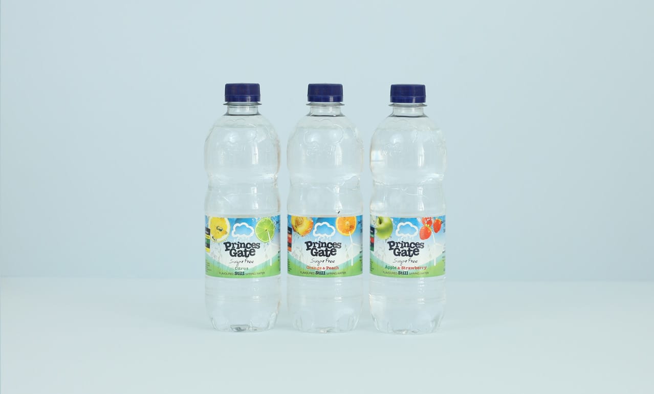 Princes Gate Spring Water label design for bottled water